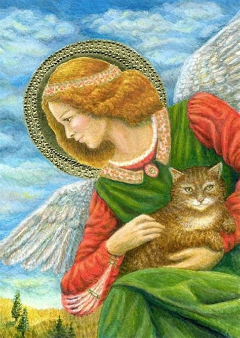 angel holding a cat|angels holding cats.